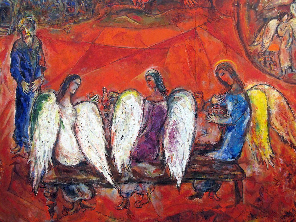 Abraham und drei Engel beschreiben den Zeitgenossen Marc Chagall Ölgemälde